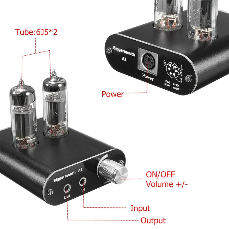 LEORY A1 Upgraded HIFI Headphone Amplifier 6J5 Class A 47 Headphone Amp OPA2604 DIY Professional Amplifier