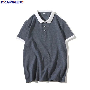 

NORMEN Men's Fashion Slim Fit Polo Shirts Short Sleeve Solid Color Cotton Shirt Man Turn Down Collar Casual Tops Tees Shirts