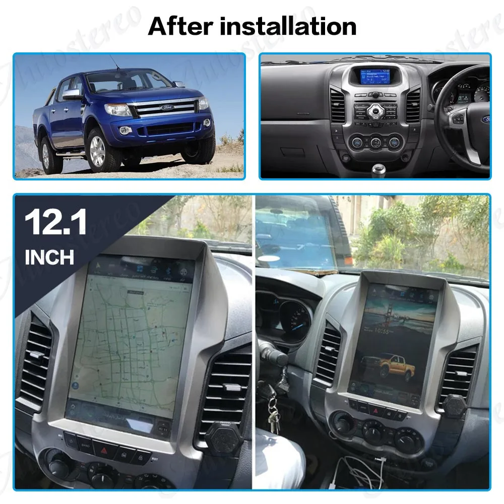 Top Android 8.1 4+64G Tesla style DVD multimedia player GPS navigation for Ford Ranger F250 2011+ Auto stereo radio player Head unit 1
