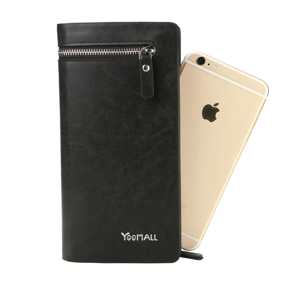 Business Leather Men's Wallets Handy Zipper Purse Pouch Phone Cases