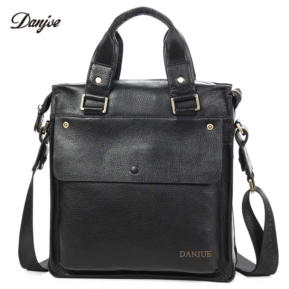 

DANJUE High Quality Leather Handbag Men's Vertical Shoulder Boutique Bag Men's Brand Leather Crossbody Bag Black Wholesale