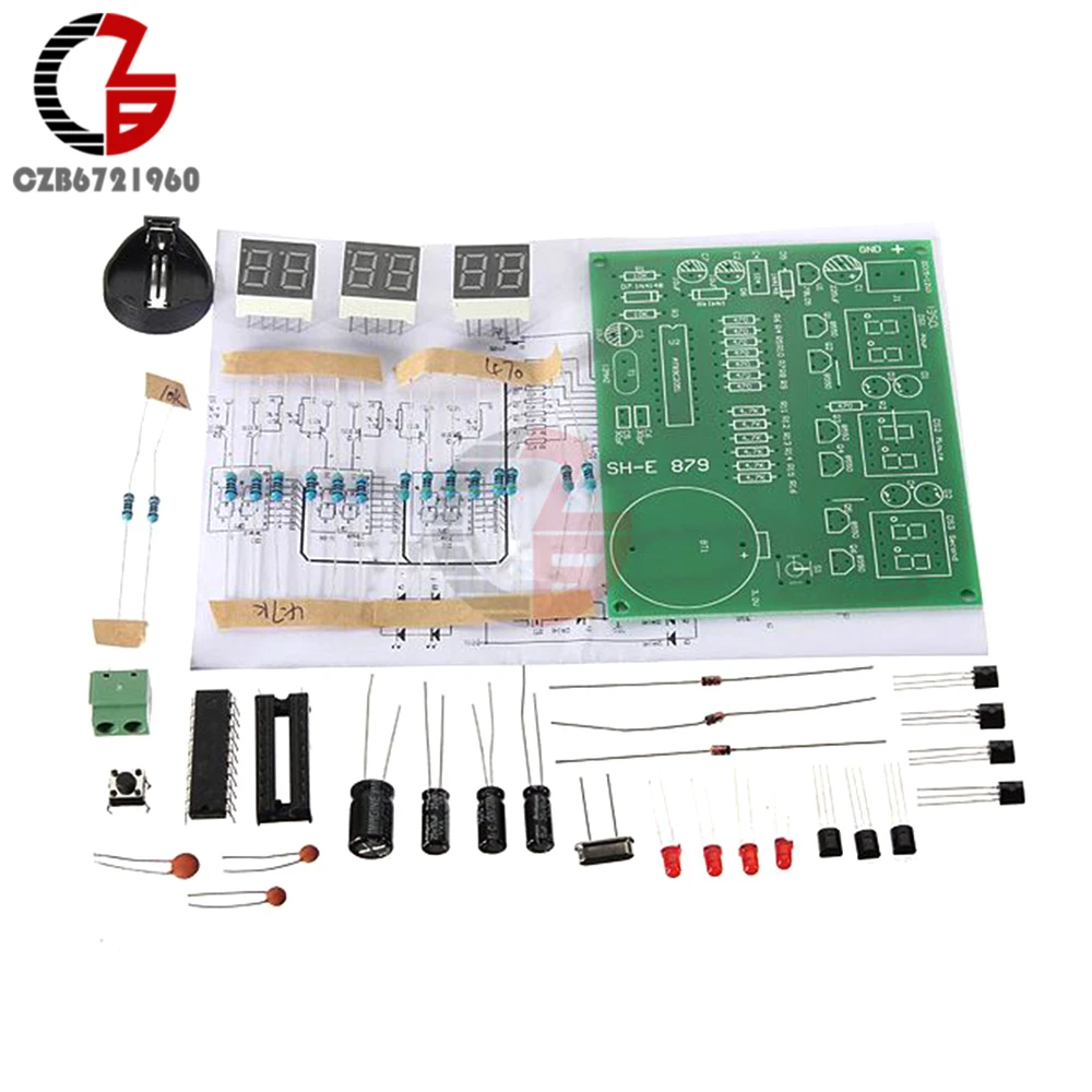 DIY Kit модуль 9 V-12 V AT89C2051 6 цифровой светодиодный Запчасти для электронных часов