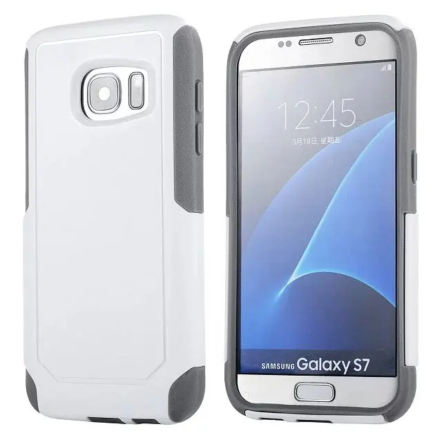DHL hybrid 2 в 1 пластиковый+ tpu чехол для Galaxy S7, S7 края, высокое качество жесткий чехол для Galaxy S7 S7 Edge 100 шт./лот - Цвет: White