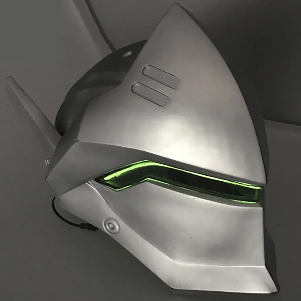 OW Game Over Genji Overhead Clock Helmet With Light Cosplay Mask PVC Helmet Halloween Carnival Party Prop