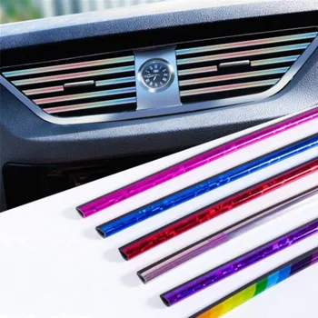 

10PCS/Set Car Styling Mouldings 20cm Interior Air Vent Grille Switch Rim Trim Outlet Scratch Guard Protector Strip Auto products