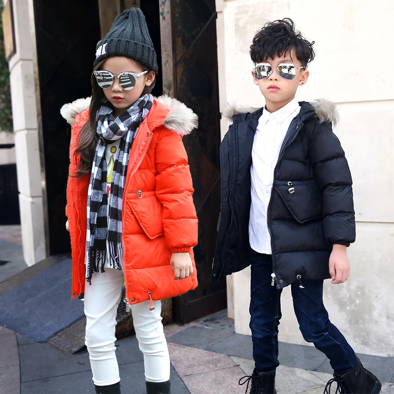 

2016 new children's clothing down jacket Korean boys and girls in a long paragraph hooded baby warm winter thickening jacket