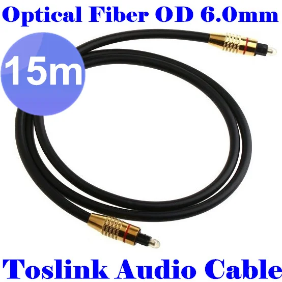 

20pcs/ lots Gilt OD6.0mm Digital Audio Optical Fiber Cable 15M 50FT Toslink to Toslink Cable Cord ,Free shipping By Fedex