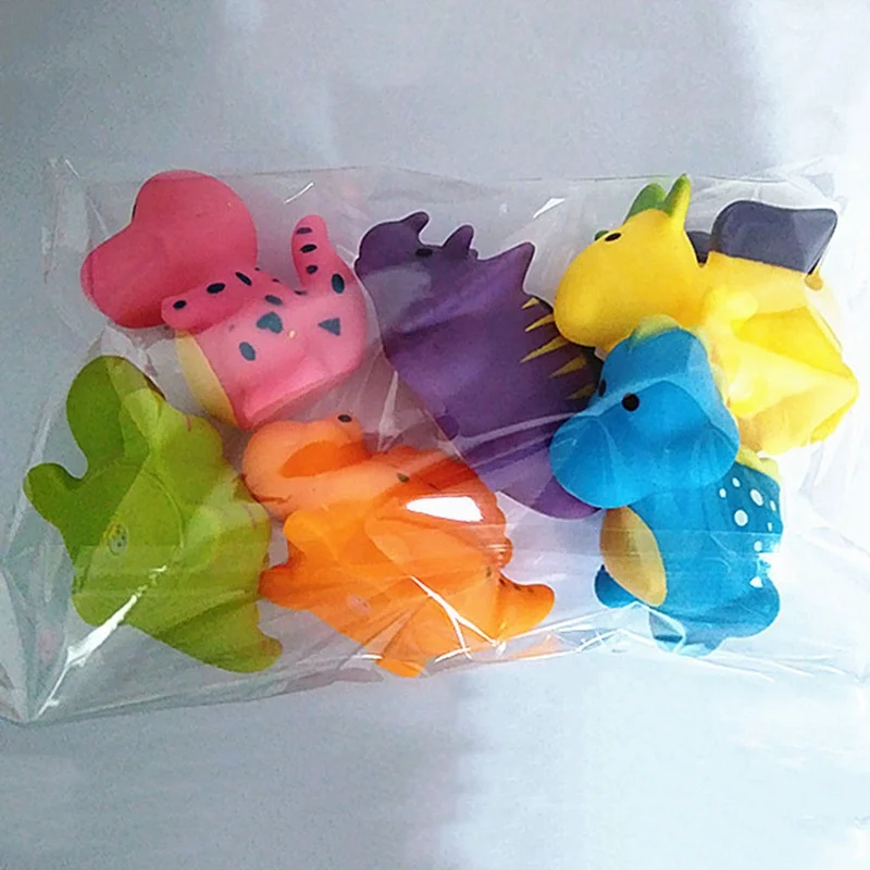 6 шт./компл. ванны младенца милые Мультяшные игрушки динозавр игрушки для ванной из силиконовой резины Плавающие для ванны игрушки детские водные игрушки