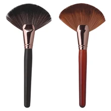 Top-sale Pro Makeup Blush Brush Large Fan Goat Hair Face Powder Foundation Cosmetic Tool 7LFZ