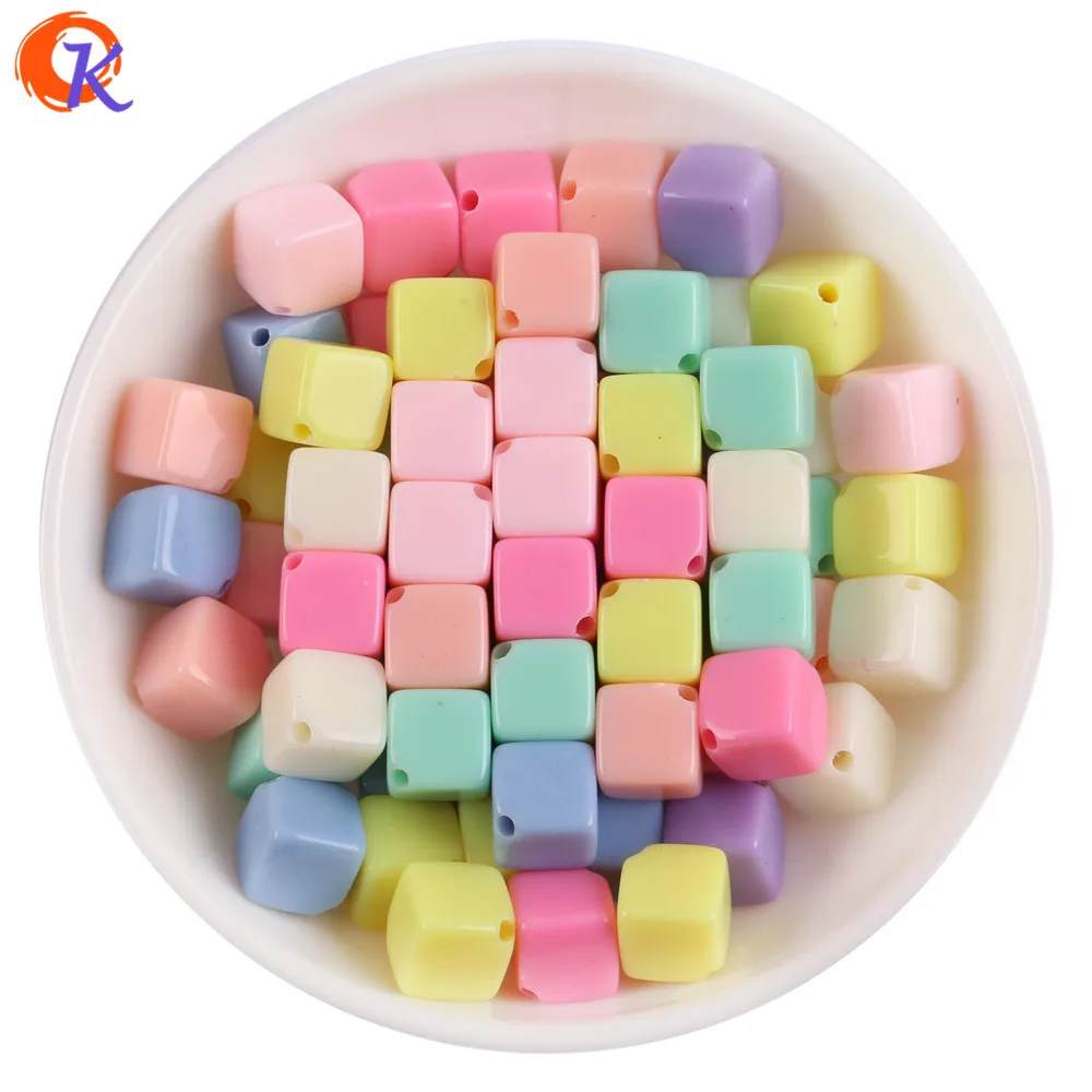 

Pastel Color Mix Lot 10MM 450PCS Chunky Solid Cube Beads Spring Color Children DIY Hair Bow Material BD-8211