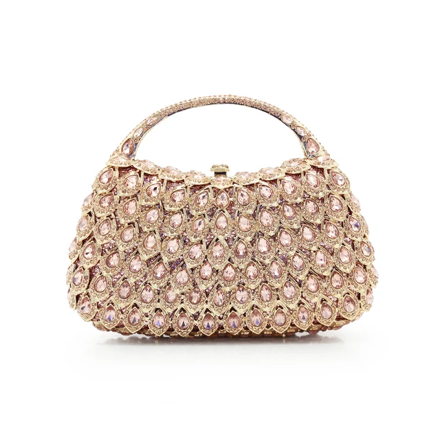 hard top handle champagne rhinestone evening clutch bags crystal evening purse stone party