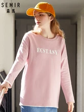 SEMIR Women 100% Cotton Long Embroidered Graphic t Shirt Long Sleeves Women's Ribbed Crewneck Shirt Tee Top for Spring SEMIR Women 100% Cotton Long Embroidered Graphic t Shirt Long Sleeves Women's Ribbed Crewneck Shirt Tee Top for Spring