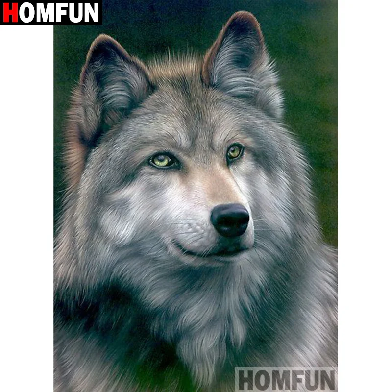 HOMFUN полная квадратная/круглая дрель 5D DIY Алмазная картина "животное волк" вышивка крестиком 5D домашний Декор подарок A17466