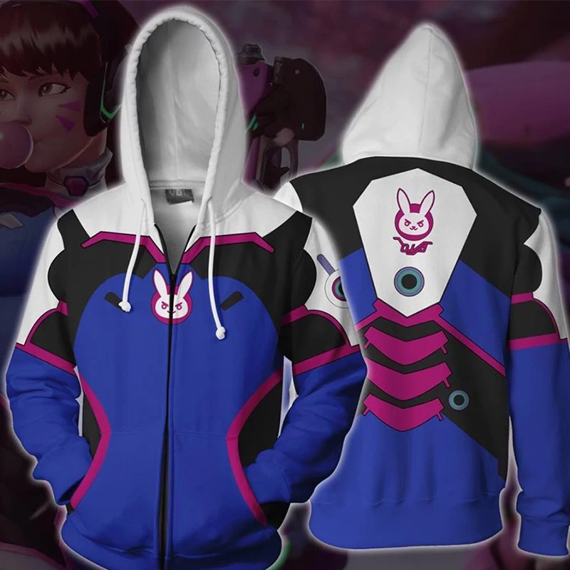 

3d Digital Printing Overwatch DVA Hoodie Sweatshirt Cosplay Costume Women Men Couple Hood Top Clothing New