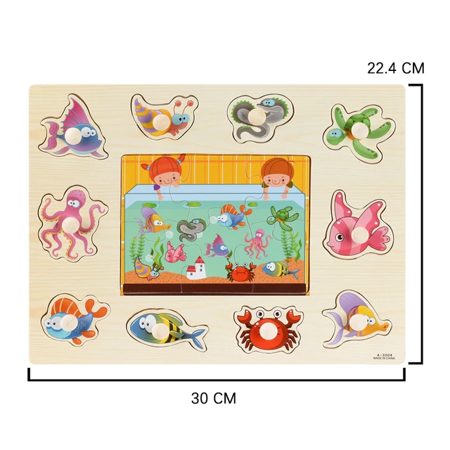 Montessori Wooden Puzzles Hand Grab Boards 6