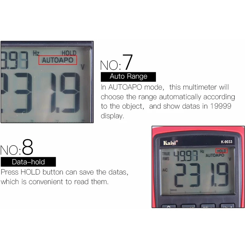 K-9033 Высокоточный мультиметр автоматический диапазон ЖК-дисплей 4 цифровой дисплей мультиметр Конденсатор Измерение температуры для ремонта телефона