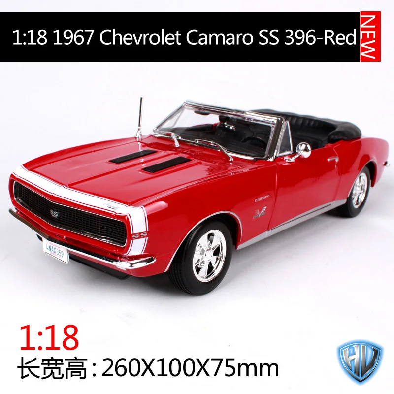 Maisto 1:18 1967 chevrolet camaro ss396 синий красный автомобиль литья под давлением 260*100*75 роскошные классические модели автомобиля открытым верхом автомобили сбор 31684 - Цвет: red car model