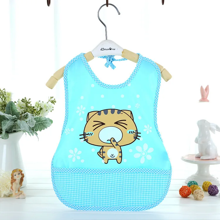 Новые детские кармашек для риса из водонепроницаемого материала, без рукавов, на лямках, детский нагрудник Детский фартук есть карман вечернее платье