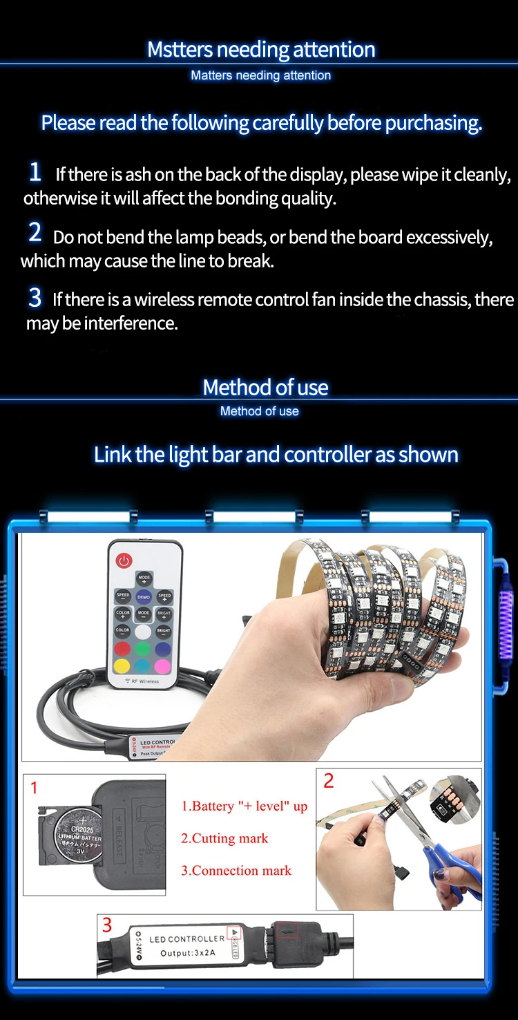 Imported RGB lamp beads Epoxy board waterproof level IP60 wireless remote control  TV background light LDE Light strip