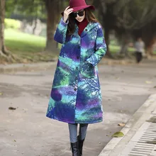 Women’s Coats & Jackets Winter Chinese National Style Cotton Padded Jacket Hooded Long Thick Loose Coat Plus Size Parka TT218