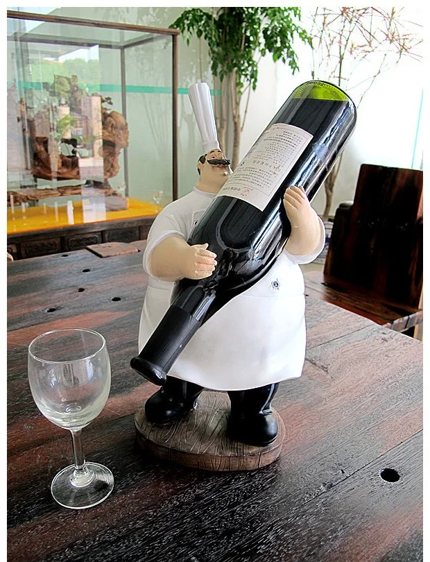Забавная фигурка шеф повара стойка для вина декоративная полимерная статуя