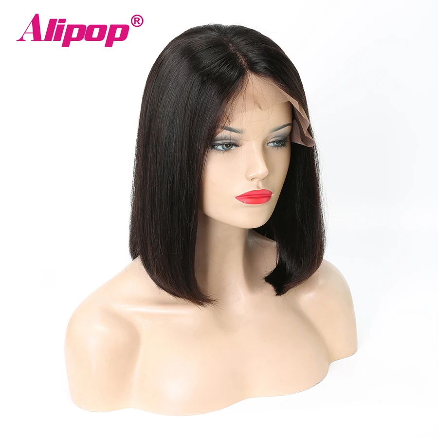 

Alipop 13x6 Glueless Bob Wig Brazilian Straight Short Human Hair Bob Wigs 150% Density Remy Swiss Lace Front Wig With Baby Hair