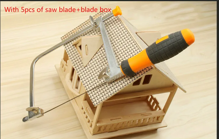 

285*115mm Adjustable DIY woodworking Saw Scroll Coping Carbon Steel Tool U Shape Garland Curve Wire Saw Blade Carved 5pcs Blade