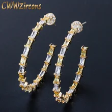 CWWZircons Top Quality Big Round Loop Shape Cubic Zircon Paved Yellow Gold Silver CZ Hoop Earrings for Women Jewelry CZ204 CWWZircons Top Quality Big Round Loop Shape Cubic Zircon Paved Yellow Gold Silver CZ Hoop Earrings for Women Jewelry CZ204