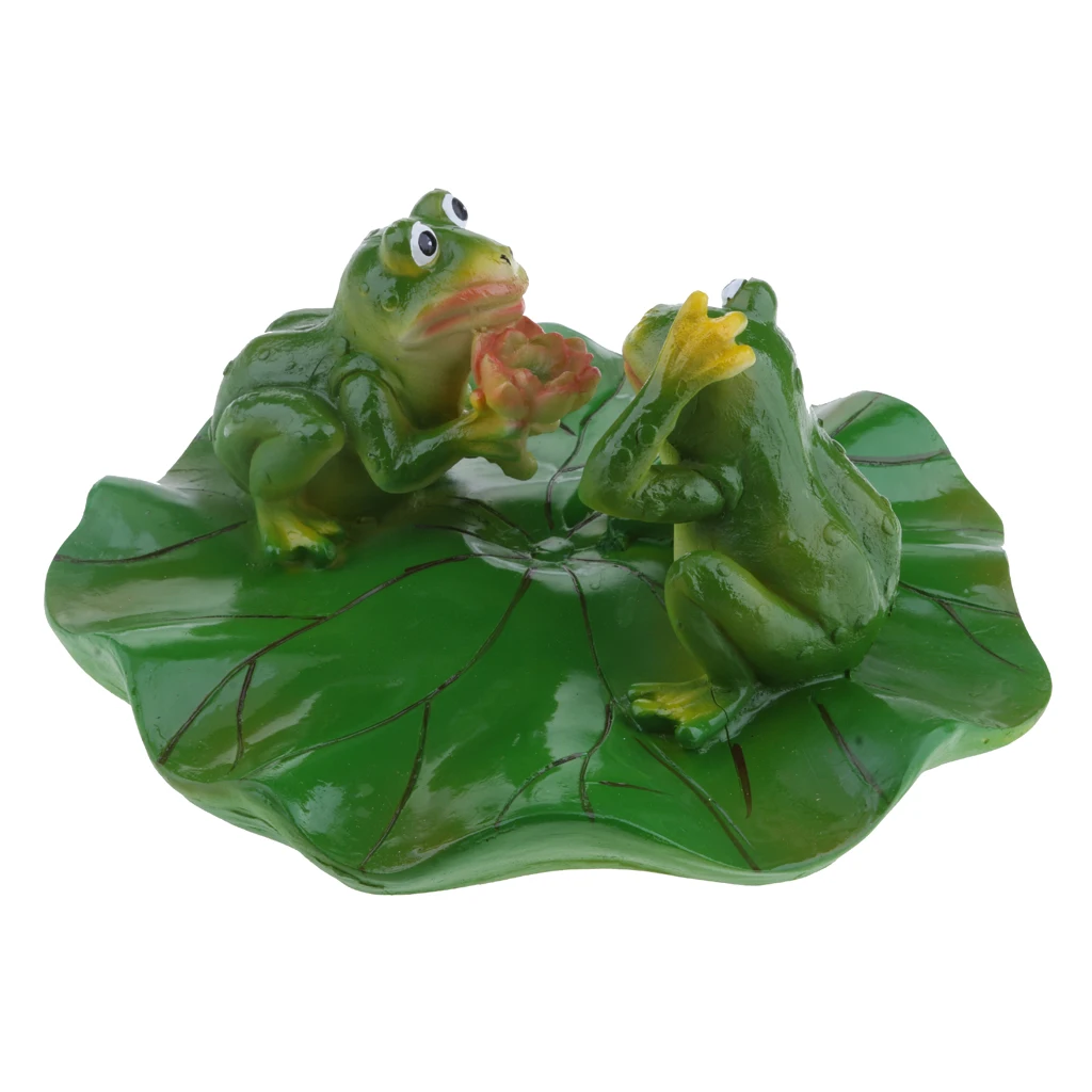 6 Style Pond Lifelike Water Floating Lotus Leaf Ornament Sculpture Frog Bathtub Toys Resin Artificial Animals Home Decor