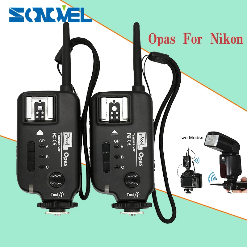 

2pcs PIXEL Opas Wireless Flash Trigger Transceiver High Speed Sync HSS FSK 2.4GHz 4 Channel for Nikon D7000 D3000 DSLR Camera