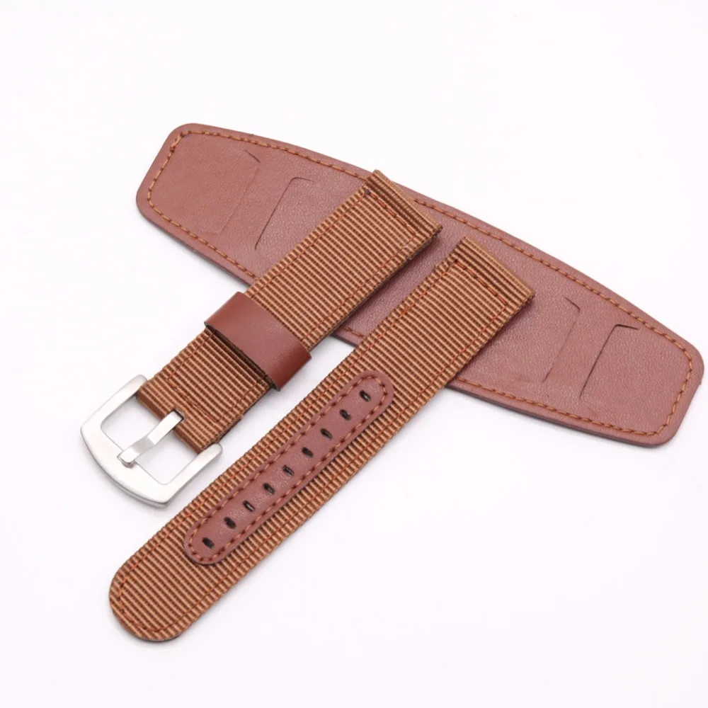   BUMVOR Nylon Watchband Leather Strap 18mm 20mm 22mm 24mm Stainless Steel Watch Accessories for Men Woman 