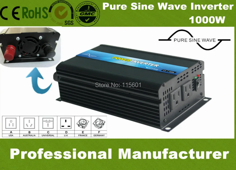 

Pure Sine Wave Inverter 1000 Watt DC12V AC110V 60Hz USA socket Sold to USA Brazil or Mexico