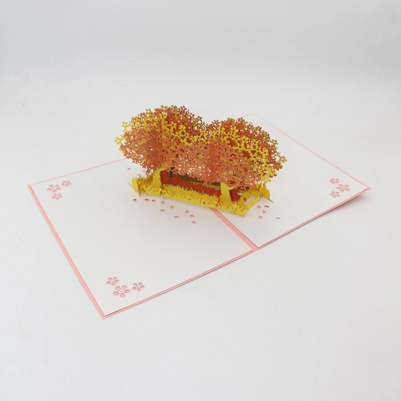  3D Handmade Double Color Twins Blooming Cherry Blossoms Tree Paper Invitation Greeting Cards Valent - 32913289484