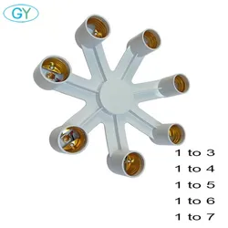 E26 E27 7 6 5 4 3 in 1 LED Light Bulbs Socket Adapter Splitter, Standard Lamp Holder Base Converter for Home Commercial Lighting