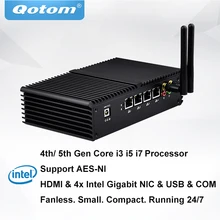 Qotom Mini PC pfsense 4 LAN Core i3 i5 i7 процессор Fanless роутер брандмауэр мини пк