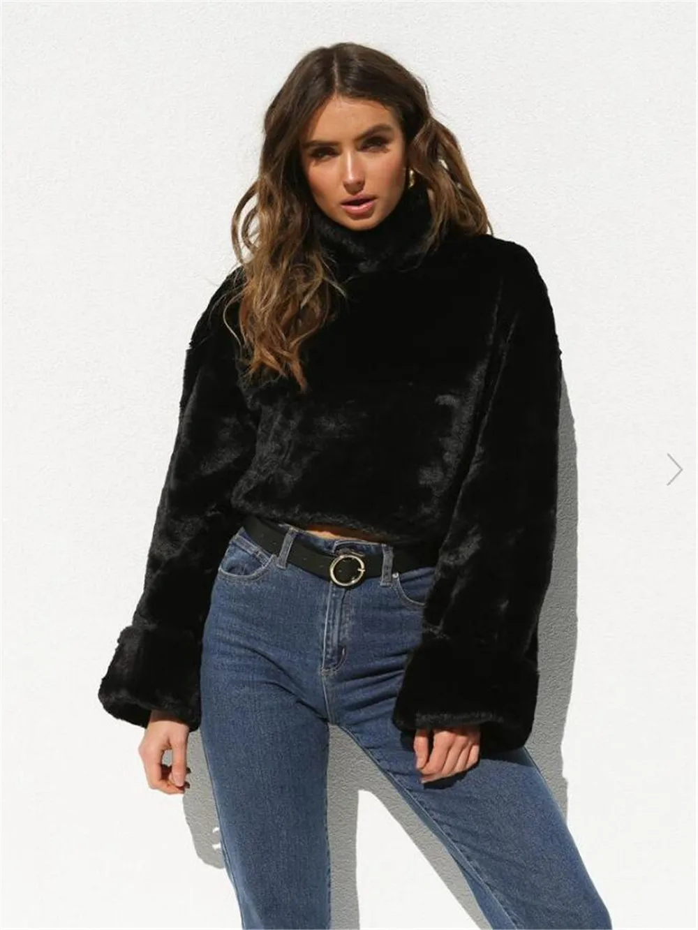 2019 Fashion Women Turtleneck Sweaters Long Sleeve Soft Plush Autumn Winter Casual Sweater Thick Warm Faux Fur Pullover Tops 2019 Fashion Women Turtleneck Sweaters Long Sleeve Soft Plush Autumn Winter Casual Sweater Thick Warm Faux Fur Pullover Tops