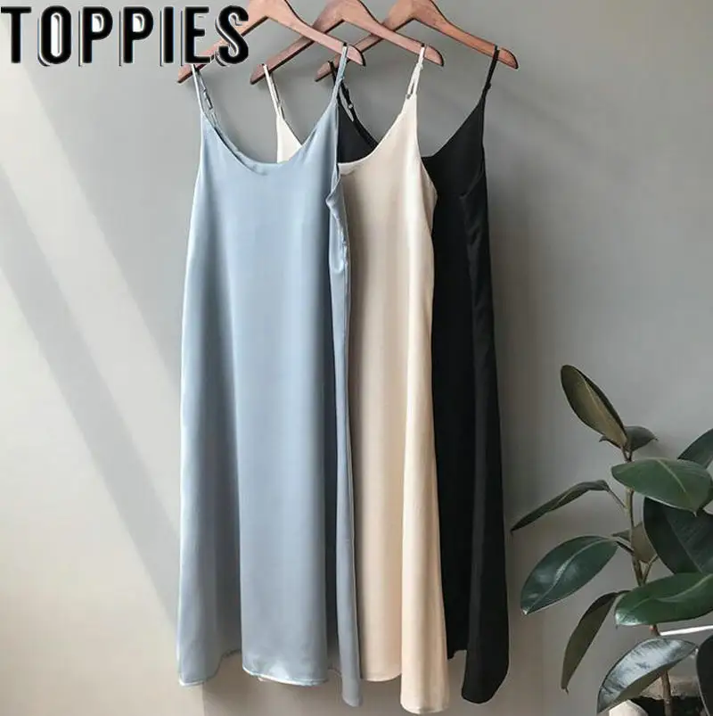 Skup 2019 kobiet lato satynowa sukienka luksusowe błyszczące sundress vintage sztuczny jedwab sukienka koreański mody