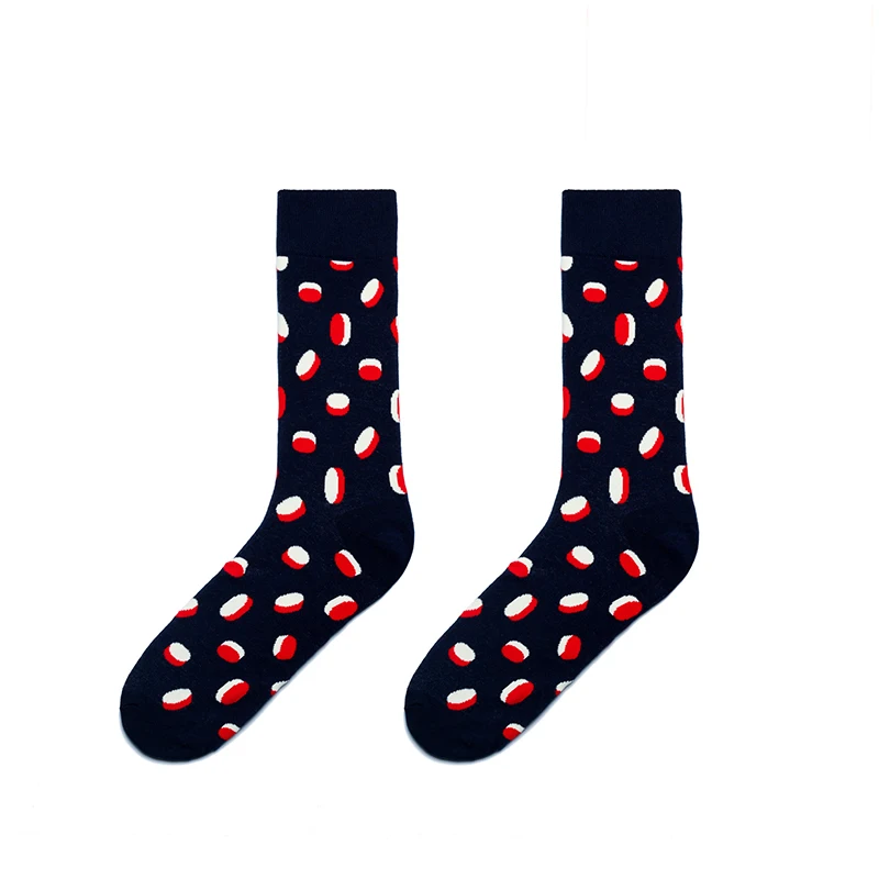 PEONFLY/Новинка; Брендовые мужские носки; забавные повседневные полосатые носки в британском стиле с бриллиантами; хлопковые длинные носки; Chaussettes Homme Fantaisie - Цвет: Negative Tablets
