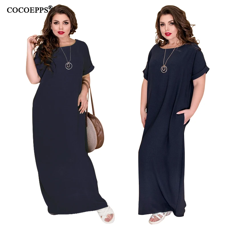 5XL 6XL Casual Plus Size Summer Long Dress Women Large Size Loose Maxi Dress Big Size Women Clothing Floor Length Dress