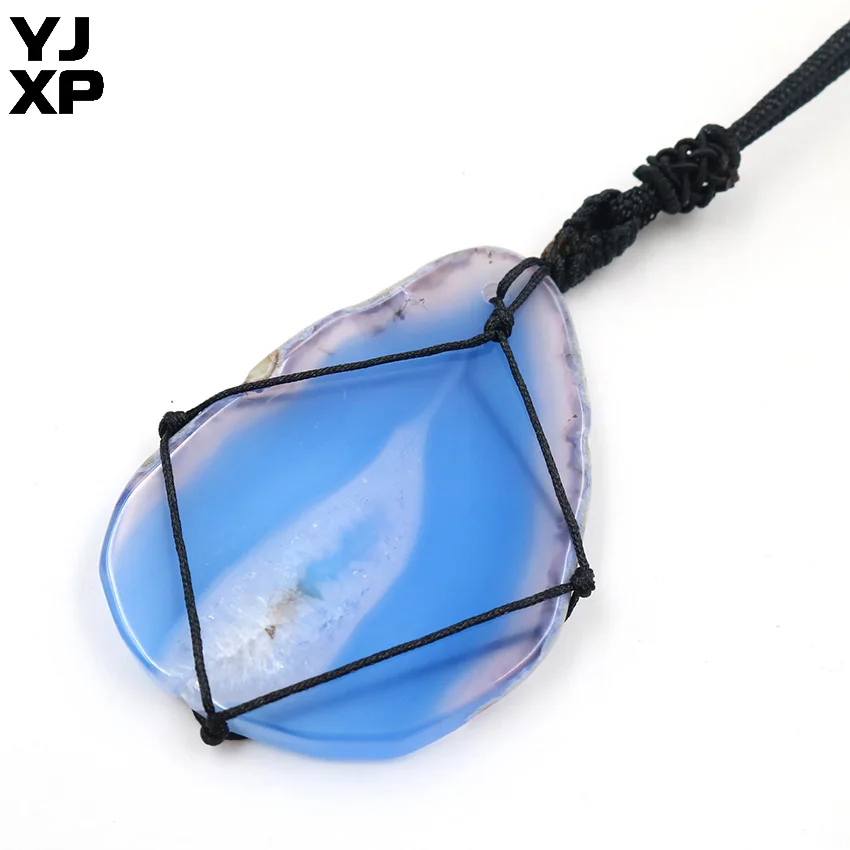 Подвеска Агат YJXP 1 шт. черная пеньковая упаковка натуральные ломтики ожерелье