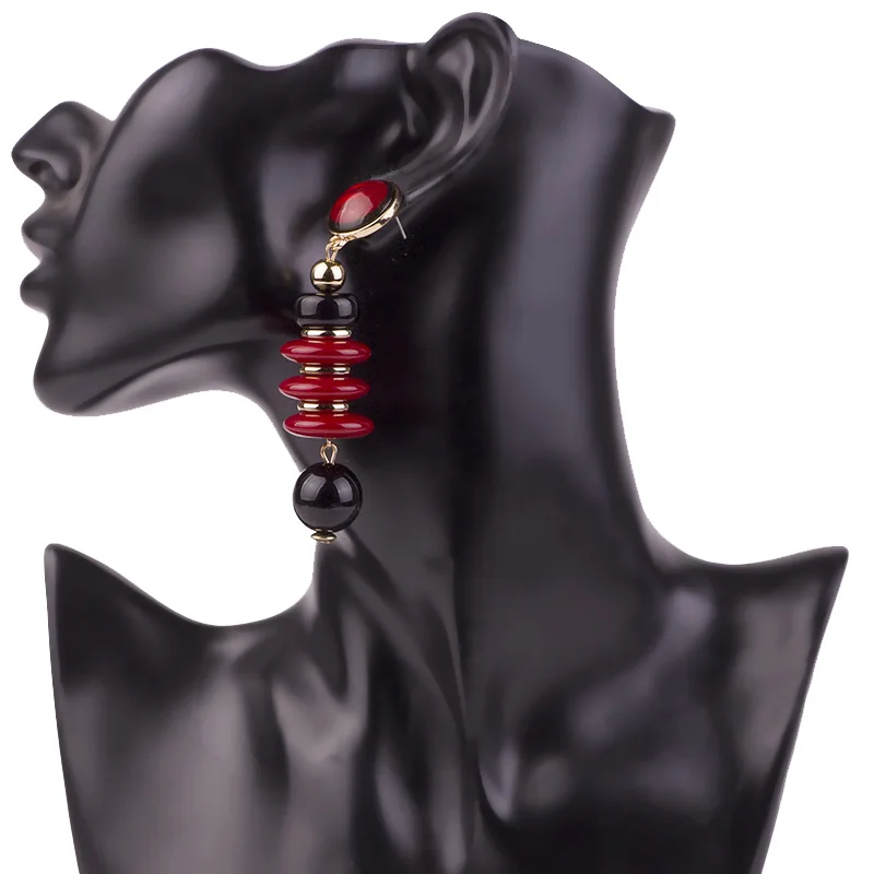 GuanLong Vintage Fashion Resin Statement Earrings Women Long Red Geometric Gold Metal Acrylic Drop Earring Elegant Gifts Jewelry (4)