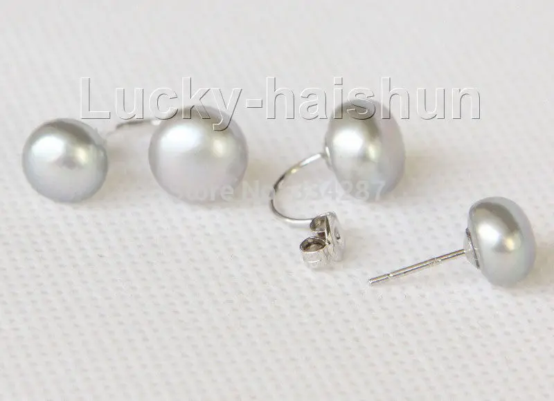 

hot sell new - stylish twinborn 10mm gray freshwater pearls Earrings