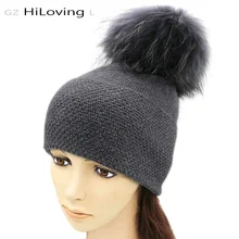 GZHilovingL Новая Женская осенне-зимняя шапка из натурального меха, шапка из мягкой теплой шерсти, вязаная шапка Skullies, женская зимняя шапка для девочек