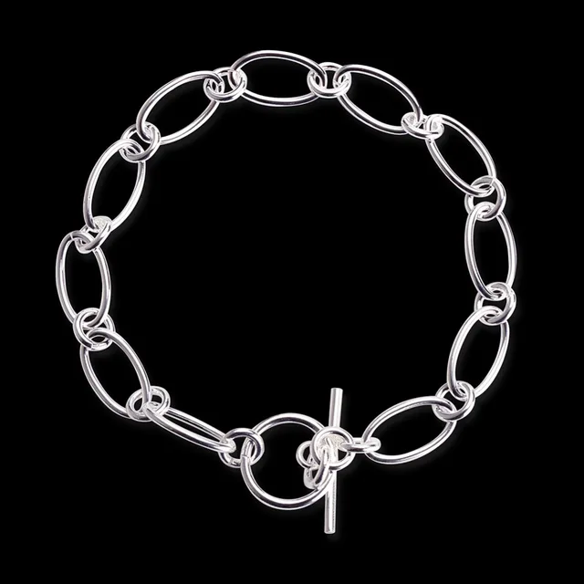 8.5mm 925 Silver Chain Links Bracelet SL000034 Wholesale Women