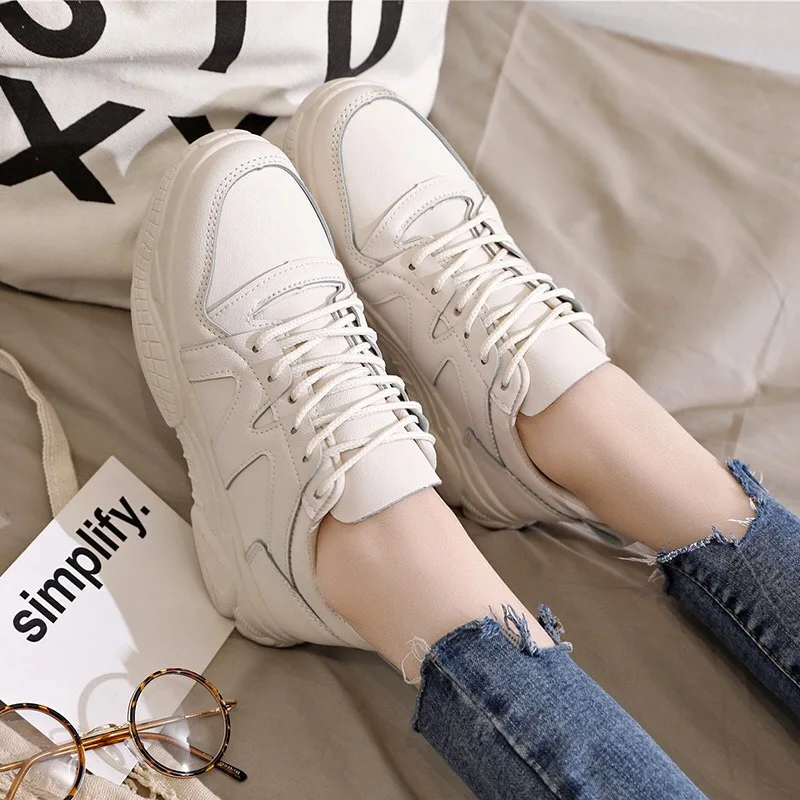

Spring Fashion Women Casual Shoes Pu Leather Platform Shoes Breathable Women Sneakers Ladies White Trainers Chaussure Femme