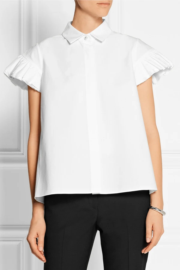 

UK New 2017 Summer Brand Women Short Petal sleeve Crop Tops Chiffon Ruffles blouse shirt chemise femme Blusas camisa feminina za