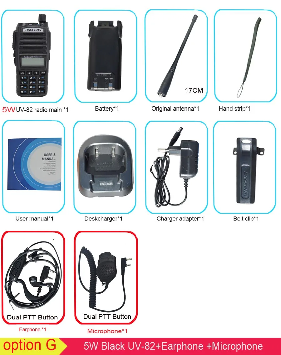 5W with microphone Популярная портативная рация, Baofeng, UV-82, две кнопки PTT, двухстороннее радио Vhf Uhf, двухдиапазонное Baofeng UV 82 UV82, двухстороннее радио - Цвет: 5W with microphone