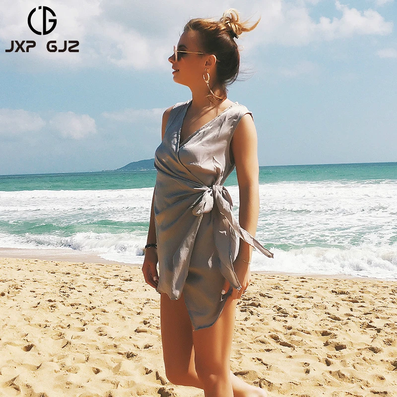 JXP GJZ Summer Dress White Casual Above Knee Mini Dress