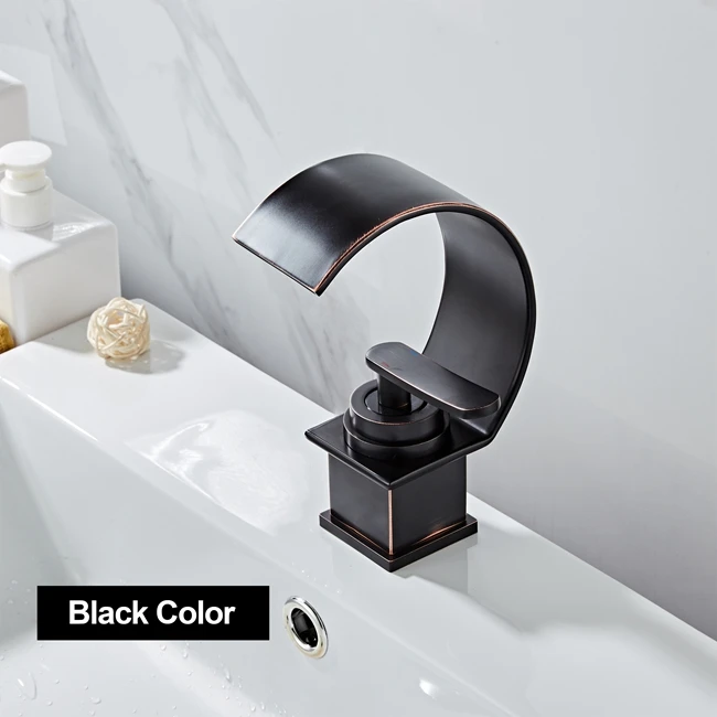 Смеситель для ванной комнаты хромированный кран для холодной и горячей воды кран для раковины с одной ручкой смеситель для раковины кран палубного крепления Torneira AL-7086H - Цвет: Black color