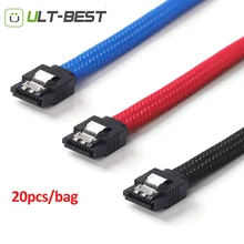ULT-Mejor 20 UNIDS 50 CM 7pin Cable de Datos SATA3 SATA 3.0 III con Cables de Nylon Trenzado 6 Gb/s SSD HDD Hard Disk Drive Cable de línea colorido